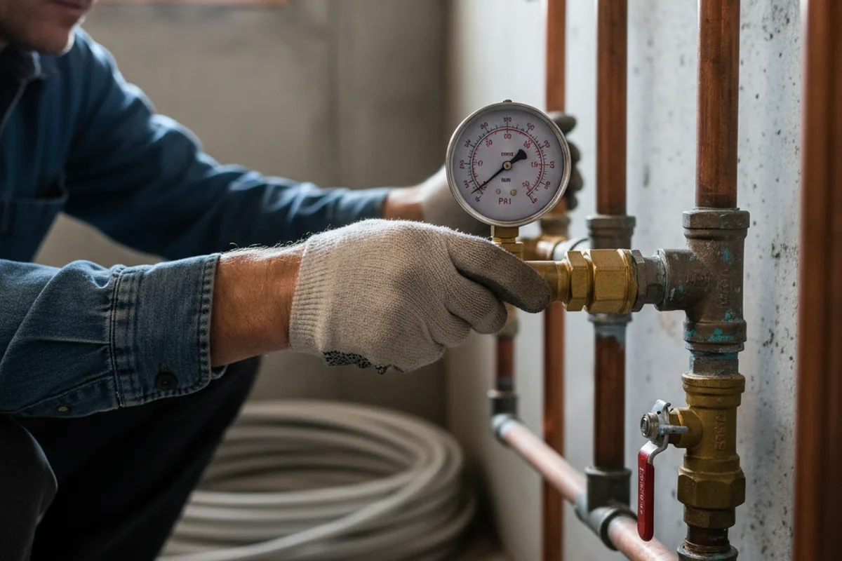 Pressure testing a repaired line during Water Line Repair in Circleville